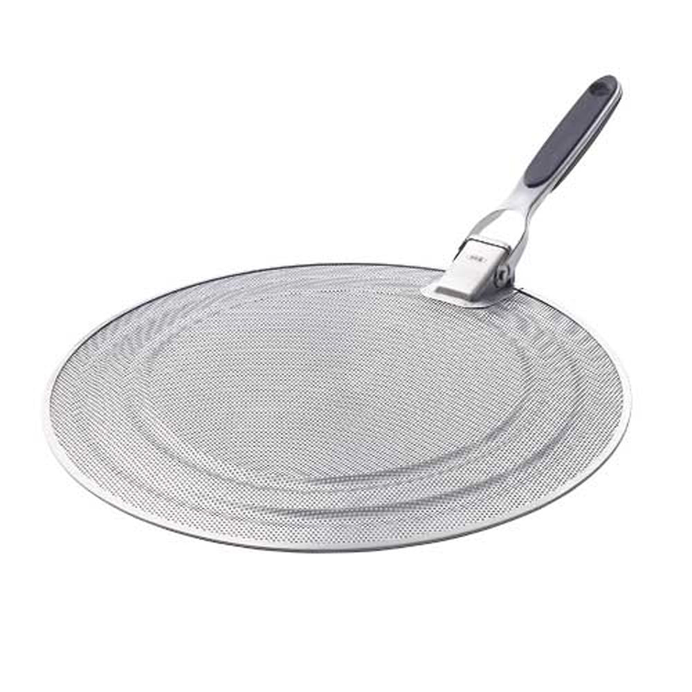 OXO Good Grips front view on pan showing full coverage and easy splatter control