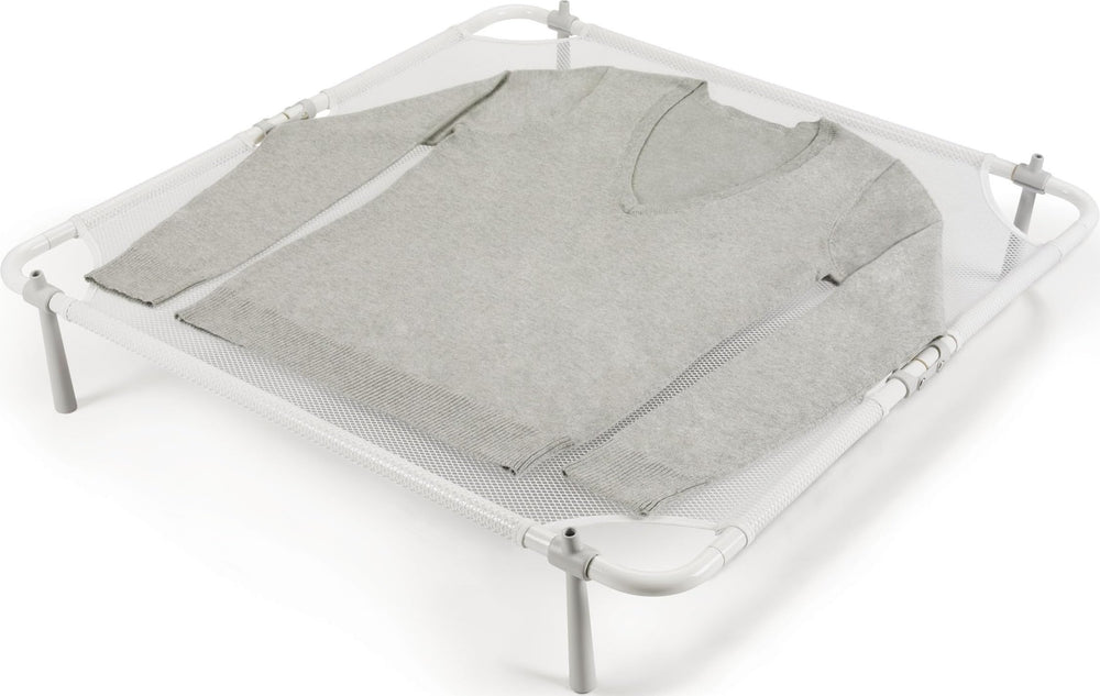 OXO mesh sweater dryer front view showing full drying surface and stability benefit