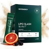 OxyEnergy front view showing orange packet box, clear daily use benefit
