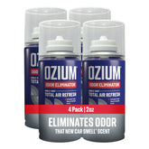 ozium car fogger front view showing compact can and new car scent benefit