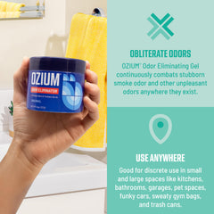 Ozium placed in a car cupholder controlling odors while driving