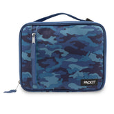 PackIt Blue Camo front view showing compact insulated lunchbox and easy carry