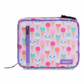 PackIt front view showing Ice Cream Critters print and zip closure for stylish carrying