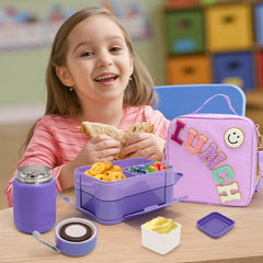 PainZieteg bento box open to reveal six compartments for organized portions and snacks