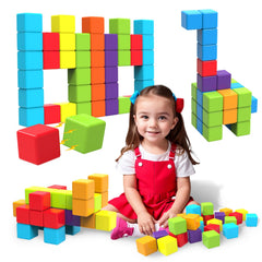 Pairez Toys front packaging showing colorful magnetic stacking cubes and benefits