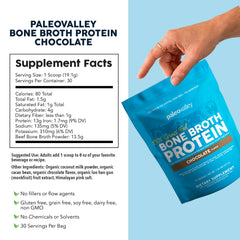 Paleovalley scoop of powder emphasizing measured servings for consistent nutrition