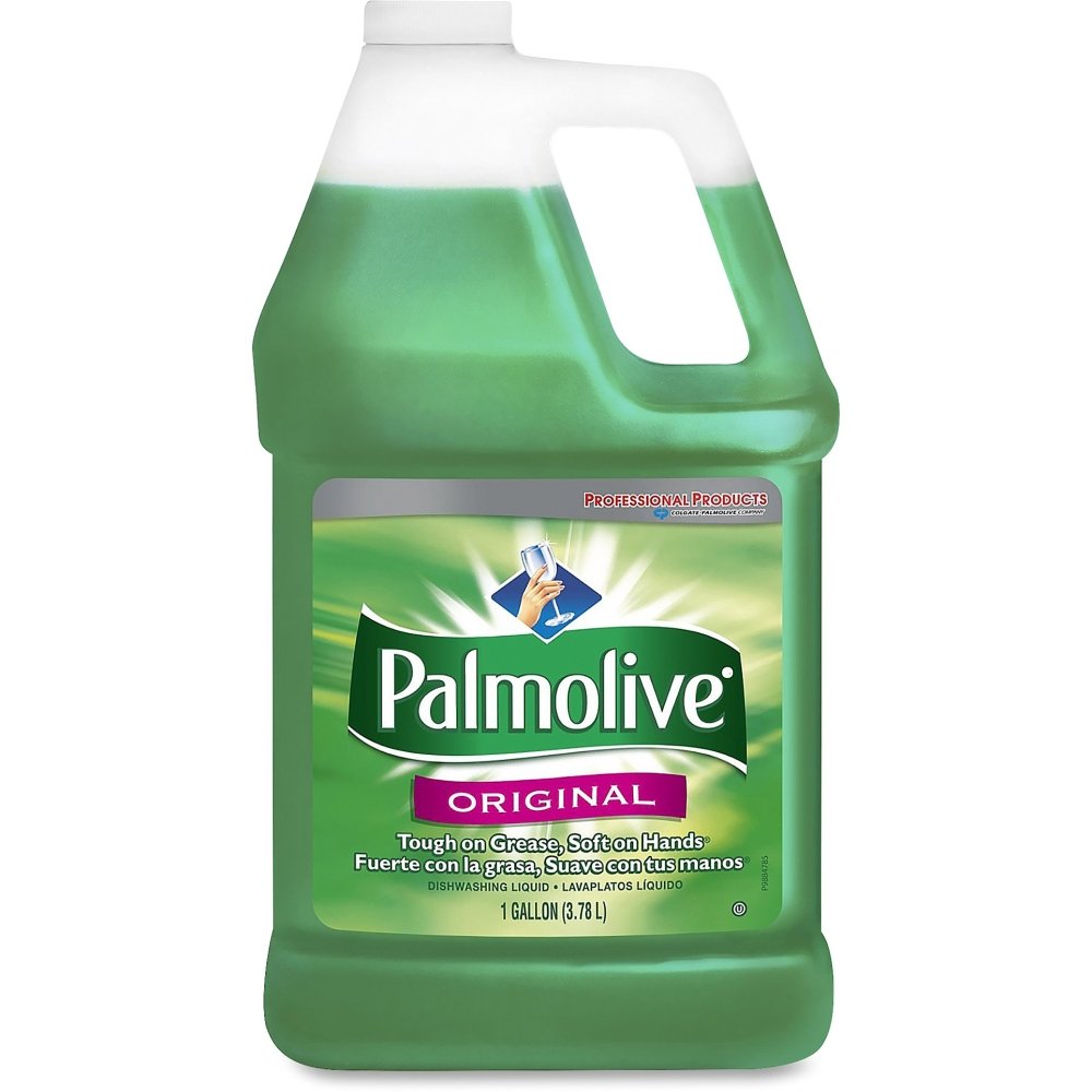 Palmolive 1 gallon front bottle showing label and easy-pour benefit