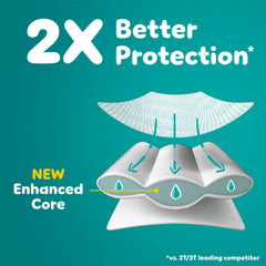 Pampers Easy Ups absorbent core cross-section showing moisture control