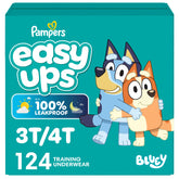 Pampers Easy Ups front packaging showing Bluey design and count, promotes confidence