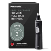 Panasonic ER-GN70-K front view showing slim grooming head and vacuum benefit