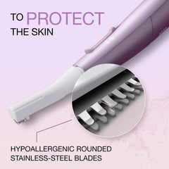 Panasonic ES-WF71 blade close-up showing smooth stainless steel and gentle trim