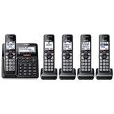 Panasonic KX-TGF975B front view shows elegant black and silver design and clear display and benefits