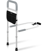 Panta front view of grey bed rail showing sturdy frame and safe barrier