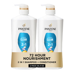 Pantene front packaging showing Pro-V 2-in-1 and benefits