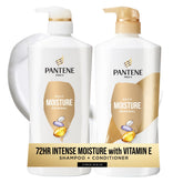 Pantene front packaging showing Daily Moisture Renewal twin pumps and hydration benefit