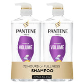 Pantene front packaging showing bottles and benefits for lightweight volume