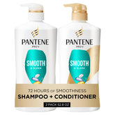 Pantene smooth & sleek front packaging showing full set and benefits