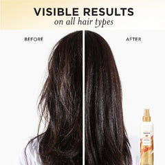 Pantene mist on hair strands showing lightweight smoothing effect