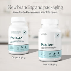 Papillex capsule close-up showing texture and easy-to-swallow vegan capsule