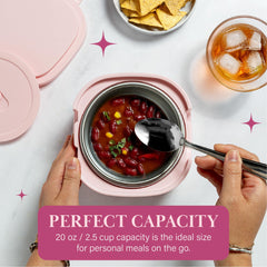 Paris Hilton close-up of removable stainless steel inner dish, durable and easy-to-clean benefit