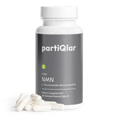 partiQlar front packaging showing bottle and clear supplement benefit