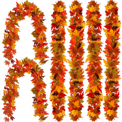 Party Joy front view of six maple leaf garlands showing autumn colors and full set benefit