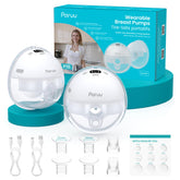 Paruu front view showing compact wearable pump and easy controls for discreet pumping