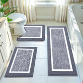 Pauwer front view of dark grey 3-piece set showing coordinated mats and color benefit