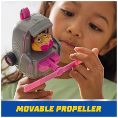 Paw Patrol helicopter wheels in motion demonstrating rolling playability