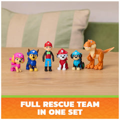 PAW Patrol Timmy the T‑Rex close up showing movable legs and benefit: dynamic dinosaur play