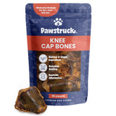 Pawstruck front packaging of knee cap chews showing product benefits and quantity