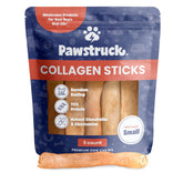 Pawstruck front packaging showing five natural collagen sticks and product branding benefit