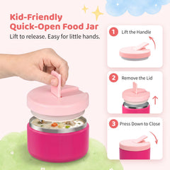 Pawtong 8oz thermo wide-mouth detail highlighting easy filling and cleaning benefit