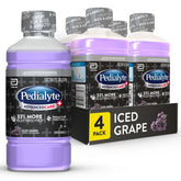 Pedialyte front bottle showing iced grape flavor and quick rehydration