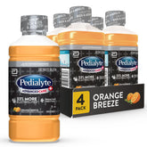Pedialyte AdvancedCare Plus front bottle showing orange flavor and clear branding benefit rapid rehydration
