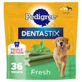 Pedigree Dentastix front packaging shows product and count for clear purchase benefit