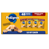 Pedigree front packaging showing Choice Cuts 48 count, clear portioning benefit