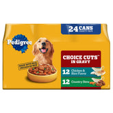 Pedigree front packaging showing Stew & Chicken benefit: balanced adult nutrition