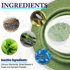 Peesnb sprinkled on kibble demonstrating easy meal mixing for fresher breath