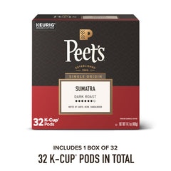 Peet's coffee beans beside a pod highlighting whole bean character and aroma
