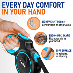 Peflex brake button and lock detail for quick, single-hand stopping