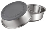 PEGGY11 front view of two stainless steel bowls showing durable, hygienic design and capacity