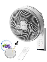 PELONIS front view of 14-inch wall fan showing compact profile and strong airflow