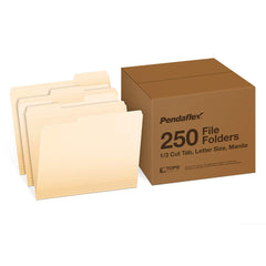 Pendaflex front packaging showing 250-pack and manila folders for dependable storage