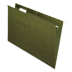 Pendaflex front view of green legal hanging file pack showing included tabs and inserts