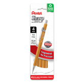 Pentel Sharp yellow barrel front view showing pack of four and clear labeling for quick identification