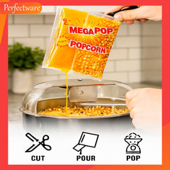 Perfectware pouring a single packet into a popcorn machine for fast prep
