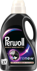 Perwoll black front label showing product name and usage benefits
