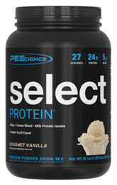 PEScience Select Gourmet Vanilla front label showing product benefits