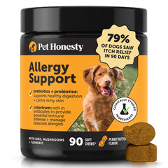 Pet Honesty front packaging showing allergy chews and benefits